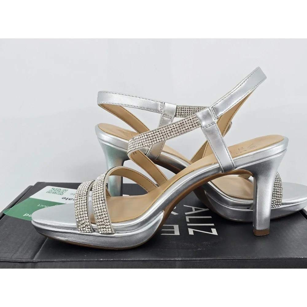 Naturalizer Silver Rhinestone Slingback Sandals